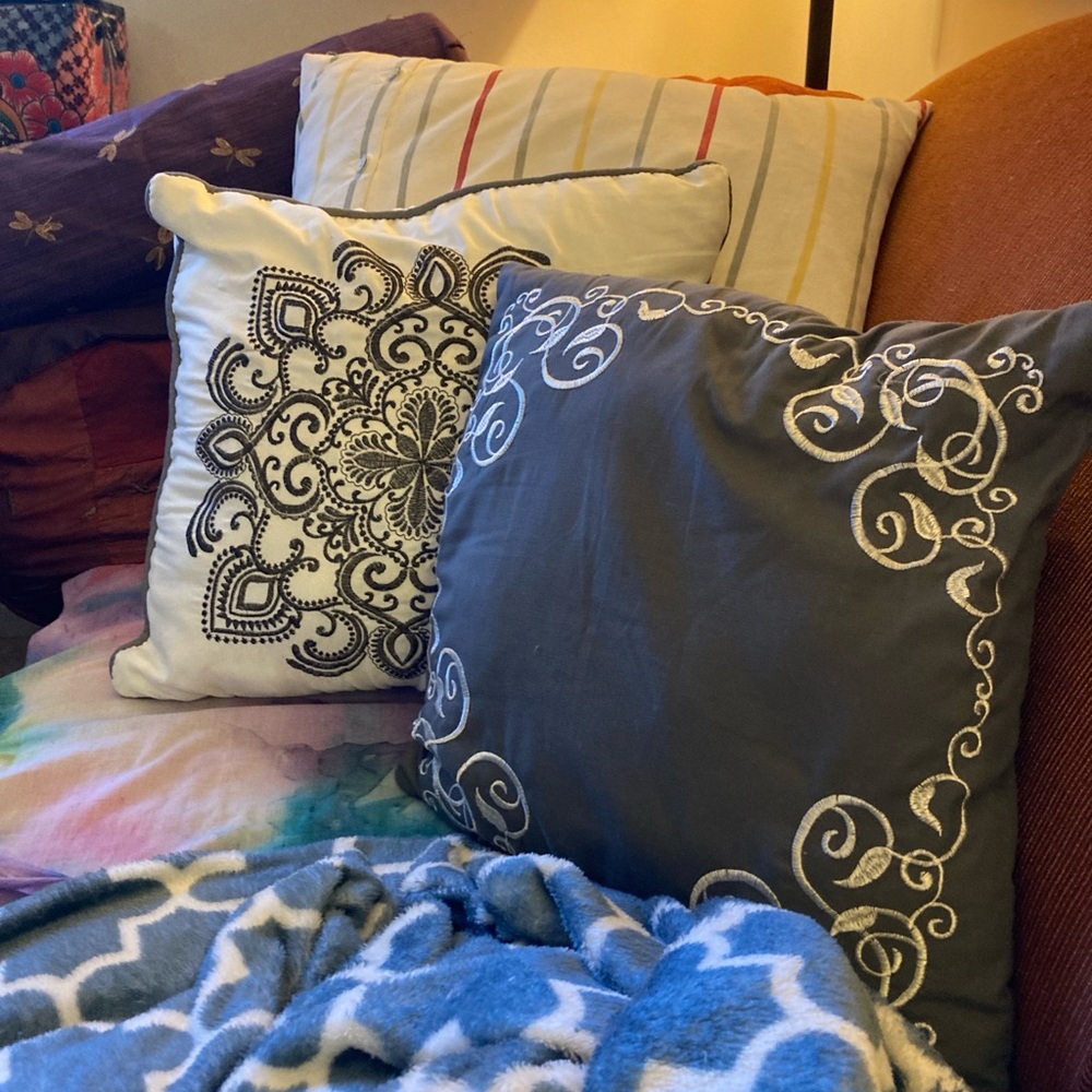 Decorative Gray and White Throw Pillows